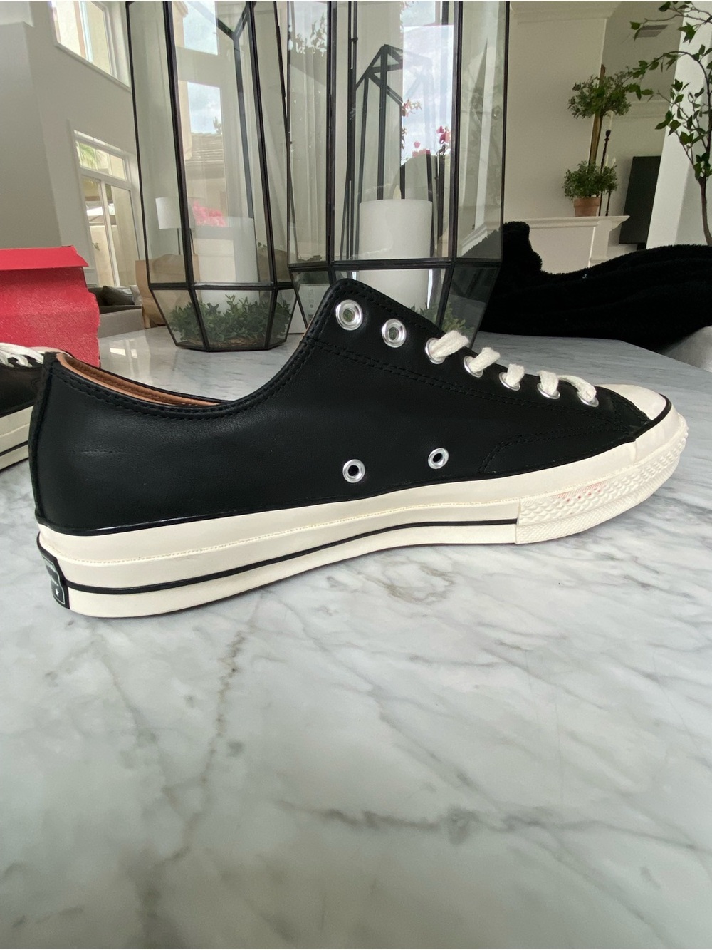 Converse Chuck Taylor ‘70 Low Top Leather Sneakers in Black and White - Picture 3 of 11